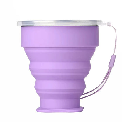 Portable Silicone Folding Water Cup Outdoor Heat Resistant Telescopic Collapsible Foldable Mug With Lid For Travel Camping 200m
