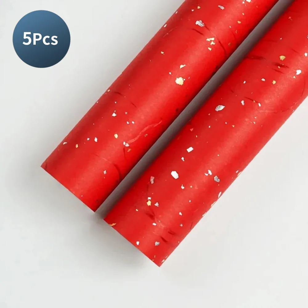 Floral Wrapping Paper Set | 5 Sheets with Gold and Silver Sparkles