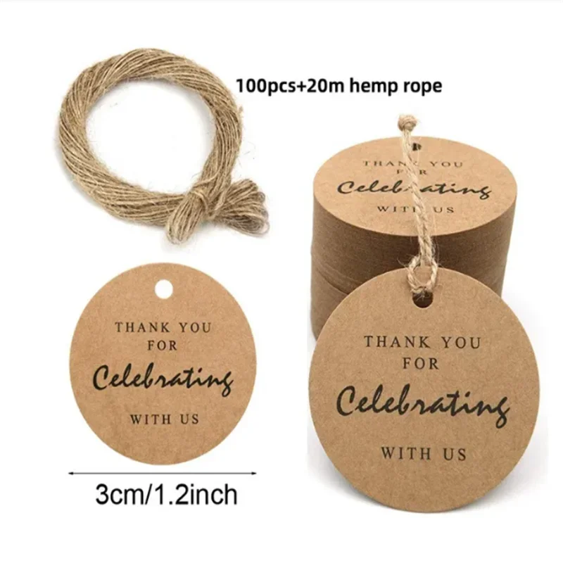 100pcs Kraft Tags with 20m Jute Twine | Handmade Gift Tag Set