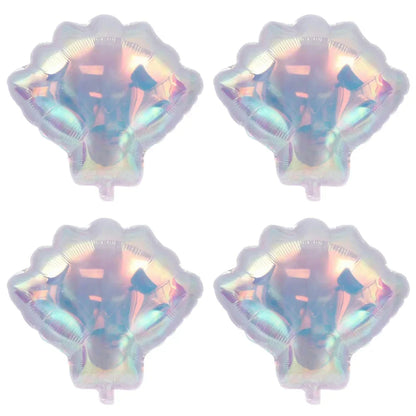 4-Pack Colorful Shell-Shaped Aluminum Foil Balloons | Ocean-Themed Party Decor