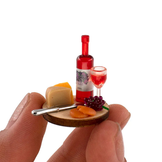 1/12 Doll House Miniature Cake Wine Dish Simulation Food Drinks Model Toys for Mini Scene Decoration Dollhouse Diy Accessories