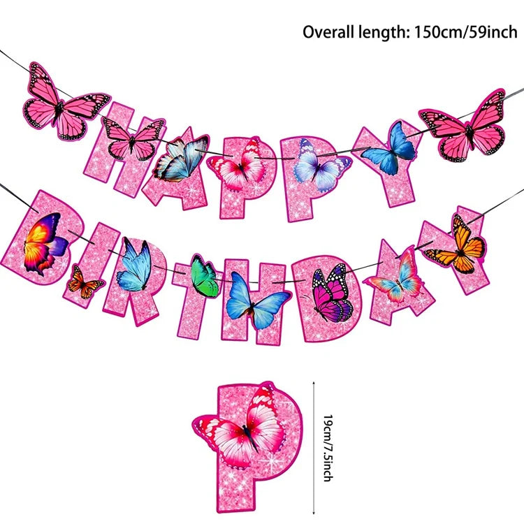 Vaisselle jetable Papillon Violet Serviette Papillon Décoration de Fête d'Anniversaire Fille Baby Shower Baptême Révélation de Genre Fournitures