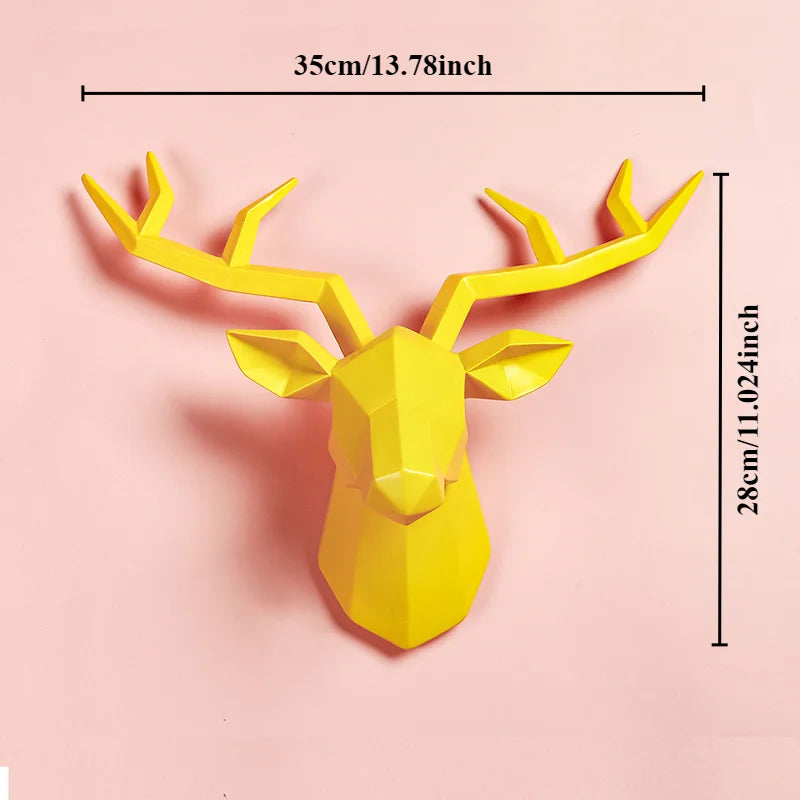 Home Decor Decorative Resin Elk Head Deer Head Wall Mount Animal Holder Wall Hanger Statue Animal Shapedat Hook Hanging Rack