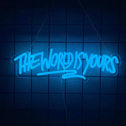 The World Is Yours Neon Sign, Led Letter Icon, Usb Powered, Used For Room, Home, Valentine'S Day Date, Wedding Background Decor.