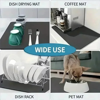 Tapis absorbant pour machine à café VIKAMA, absorbant l'eau et l'huile, égouttoir à vaisselle de cuisine, tapis absorbant à séchage rapide, tapis de vaisselle, décoration d'intérieur
