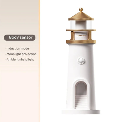 Moon Projection Night Light Lighthouse Lamp Motion Sensor Dimmable Bluetooth Gift