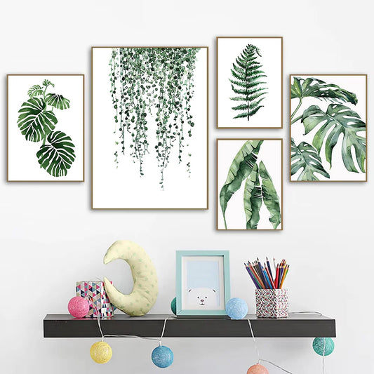 Nordic Green Plants Canvas Wall Art Monstera Fern Banana Leaf Painting Decor Living Room Bedroom Botanical Prints Hot Sale