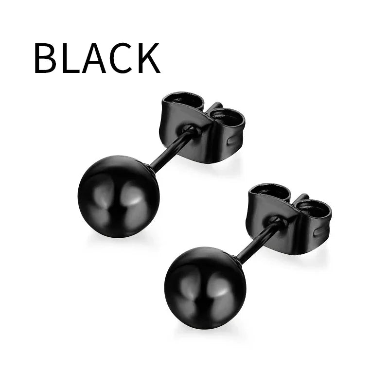 Black Stainless Steel Hoop Earrings with Cross Pendant | Unisex Punk Jewelry