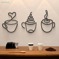 Metal Black Coffee Cup Wall Art Decor | Kitchen, Cafe & Coffee Bar Wall Hanging