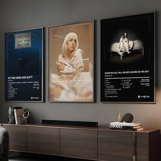 Affiche E-Eilish HOT ALBUM pour chanteuse, Art HD, Autocollant mural imperméable, Décoration de maison, salon, bar