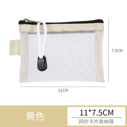 Mini Transparent Mesh Zipper Card Storage Bag | Portable Nylon Coin Purse