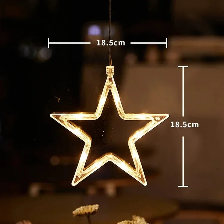 Christmas Window Decor LED Lights | Snowflake Tree Star Deer Sucker Lights for Xmas