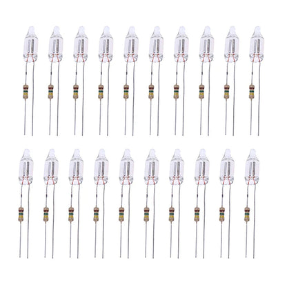 20PCS Neon Indicator Lamps With Resistors for 220V AC Mains | Red Glow Lamp