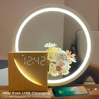 Réveil Lampe de Chevet Veilleuse Chargeur Téléphone Bruit Blanc Minuteur 3 Niveaux Intensité Variable Lampe de Table Tactile pour Chambre