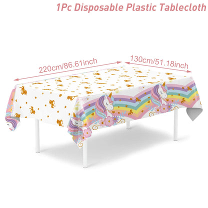 Rainbow Unicorn PE Tablecloth Happy Unicorn Theme Birthday Party Decorations Kids Favors Table Cover Girls Baby Shower Supplies