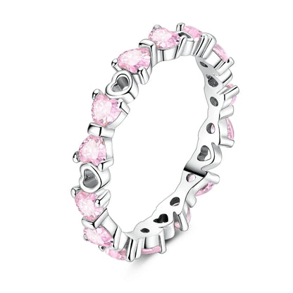 925 Sterling Silver Heart Ring with Cubic Zircon | Geometric Wedding Band for Women