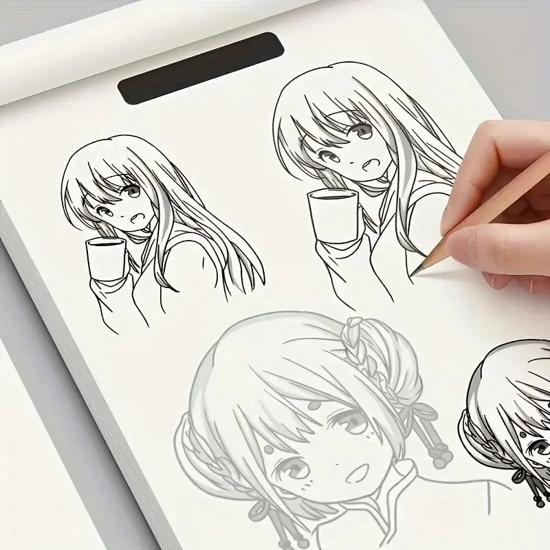 Livre de dessins de personnages d'anime au trait pour débutants - 48 pages de croquis simples tracés à la main pour le décalque et la pratique de la peinture