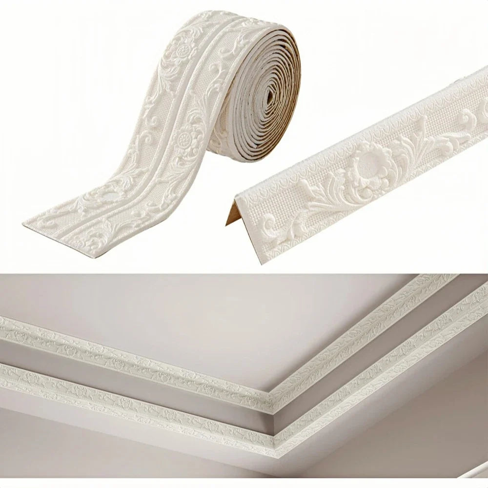 Self-Adhesive Wall Sticker | 2.3m x 12cm PVC Decorative Ceiling Corner Line