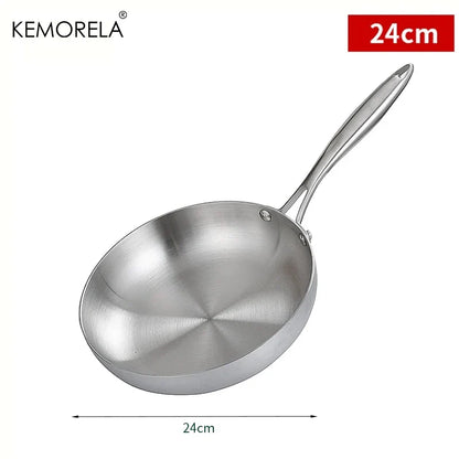 Poêle à frire en acier inoxydable 304, antiadhésive, pour la cuisson des steaks, casserole de cuisine sans revêtement pour cuisinière à gaz et cuisinière à induction