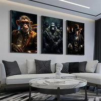 Funny Smoking Monkey Chimpanzee In Suit Gorilla Gangsters Poster HD Posters Home Room Bar Cafe Decor Art Wall Painting Picture