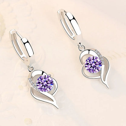 925 Sterling Silver Crystal Zircon Drop Earrings | Heart-Shaped Fashion Jewelry for Women