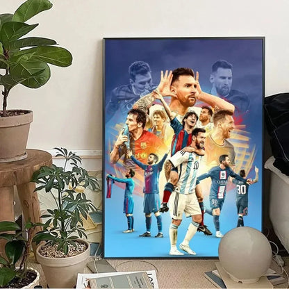Clásico, Deportes - Rionel Messi - Fútbol, Arte de pared, Póster lienzo, Decoración para sala de estar y dormitorio, Arte de pared de estadio