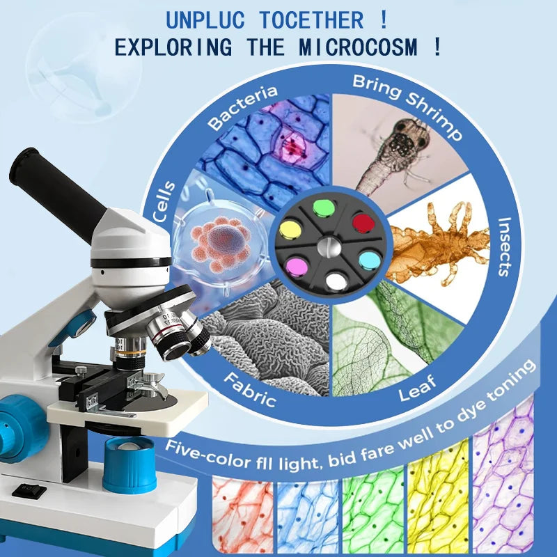 Student Microscope Dual LED with Moving Slide Stage for School Home Lab
