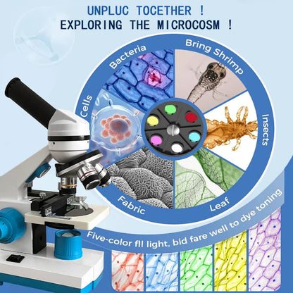 Student Microscope Dual LED with Moving Slide Stage for School Home Lab
