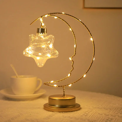 Moon Star LED Night Light Heart Iron Decor Indoor Lamp Gift Bedroom Ornament