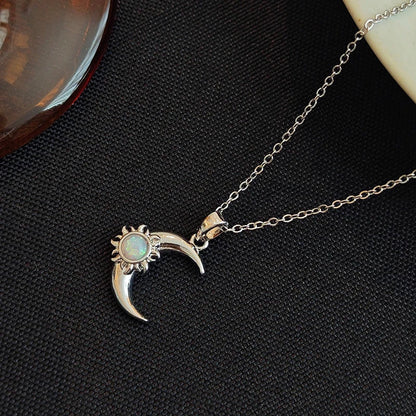 Moon and Sun Zircon Pendant Necklace | 316L Stainless Steel Choker