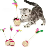 Cat Sisal Scratching Ball Toy | Interactive Feather Toy for Kittens