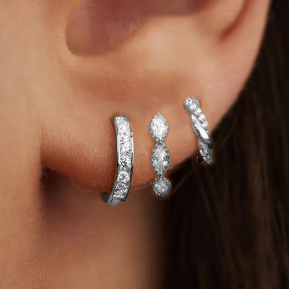 Gold Hoop and Stud Earrings Set | 3-Piece Stainless Steel Jewelry Collection