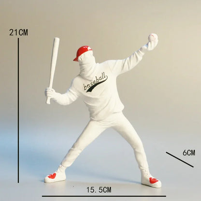 Home Decor Resin Street Abstract Art Statue Sculpture Figurine Baseball Figure Toy Study Room Home Interior Decor Decoration