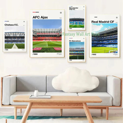Famous Stadium Football Poster Football Fans Wall Art Decor Canvas Painting Stadium Minimalist Prints Aesthetic Wall Decoration