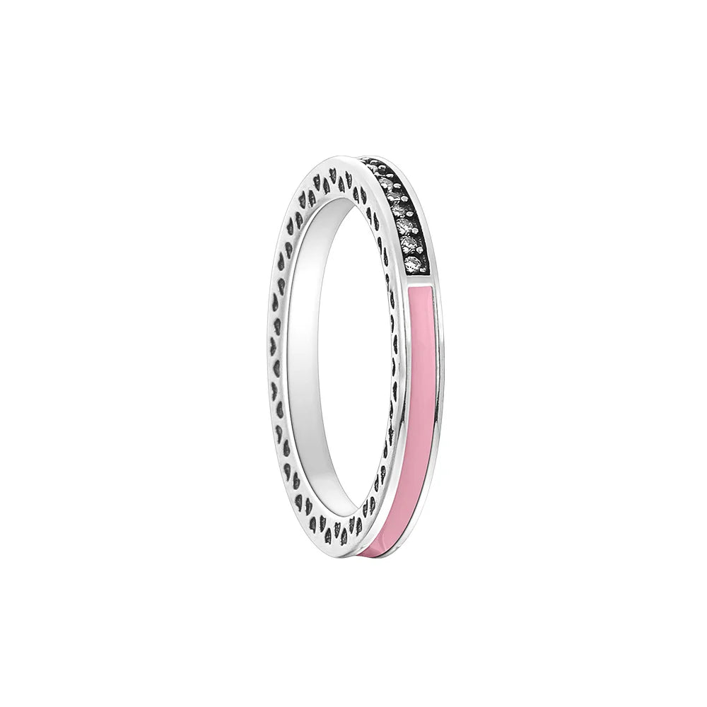 925 Sterling Silver Blue Green Heart Ring | Women's Wedding Band with Zircon