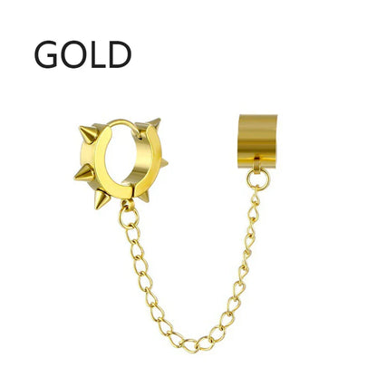 Fashion Punk Cross Pendant Clip Earring | Unisex Metal Chain Tassel Ear Cuff
