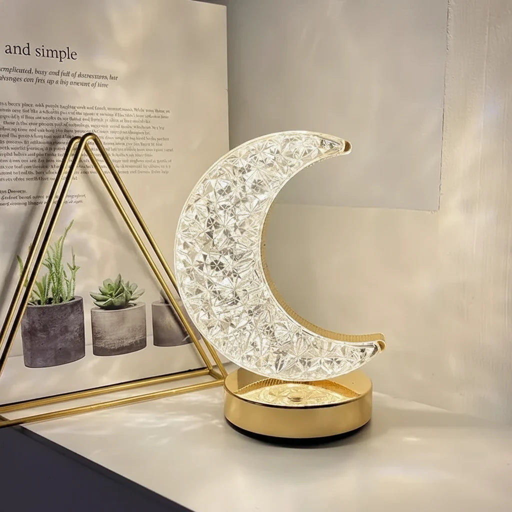 Crystal Touch LED Night Light – USB Dimmable Moon Lamp for Bedroom & Girls Room