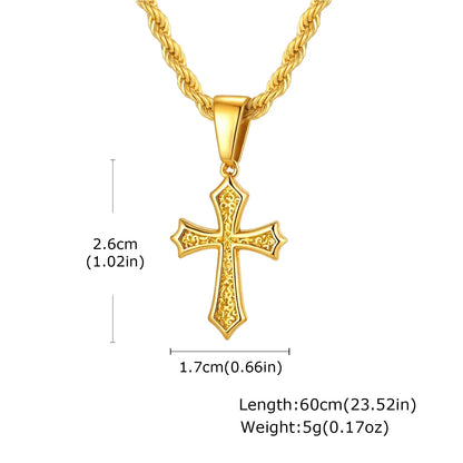 Hip Hop Cross Necklace for Men Women | Stainless Steel Chic Cross Pendant Christian Jewelry