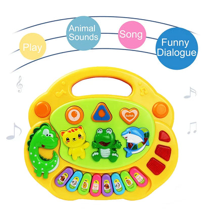 Jeu de piano-clavier de dessin animé pour enfants avec musique lumineuse clignotante Sons d'animaux Jouets musicaux pour bébés Jouets éducatifs Cadeaux pour enfants