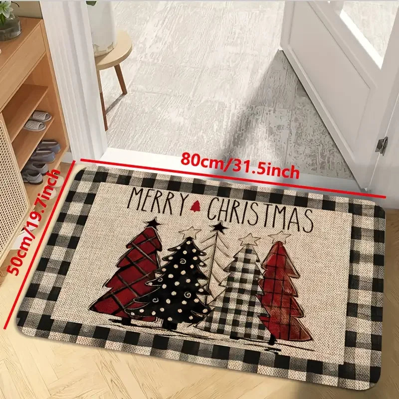 Alfombra con temática de árbol de Navidad VIKAMA, decoración suave antideslizante para el hogar, felpudo para pasillo de entrada, juego de alfombras de cocina de dos piezas, alfombrilla de baño