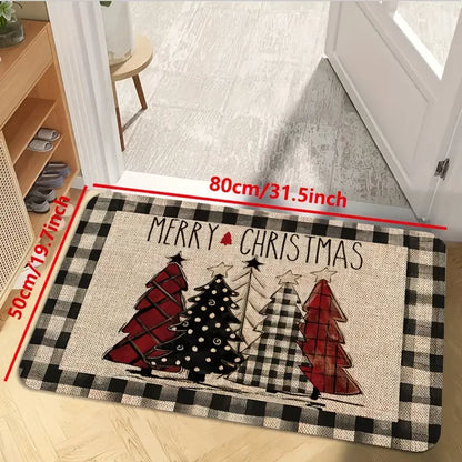 Alfombra con temática de árbol de Navidad VIKAMA, decoración suave antideslizante para el hogar, felpudo para pasillo de entrada, juego de alfombras de cocina de dos piezas, alfombrilla de baño