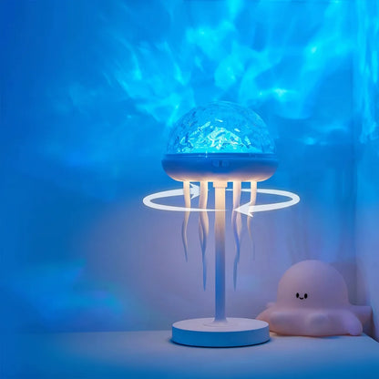 Jellyfish LED Projection Night Light Table Lamp Remote Ocean Ambient Bedroom