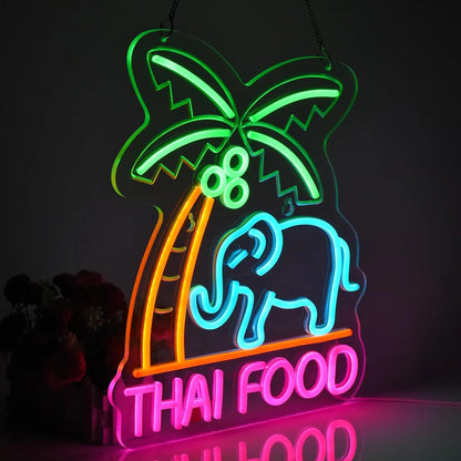THAI FOOR Neon Sign LED Thailand Neon Light Sign for Shop Signage Shop Indoor Restaurant Bar Sign Shop Decoration USB Powered