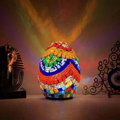 DIY Turkish Mosaic Egg Table Lamp Rechargeable Battery Bedside Desk Night Light