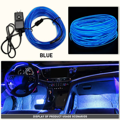 Car Interior EL Wire Neon Strip Lights | DIY Flexible Atmosphere LED Lamp for Dashboard