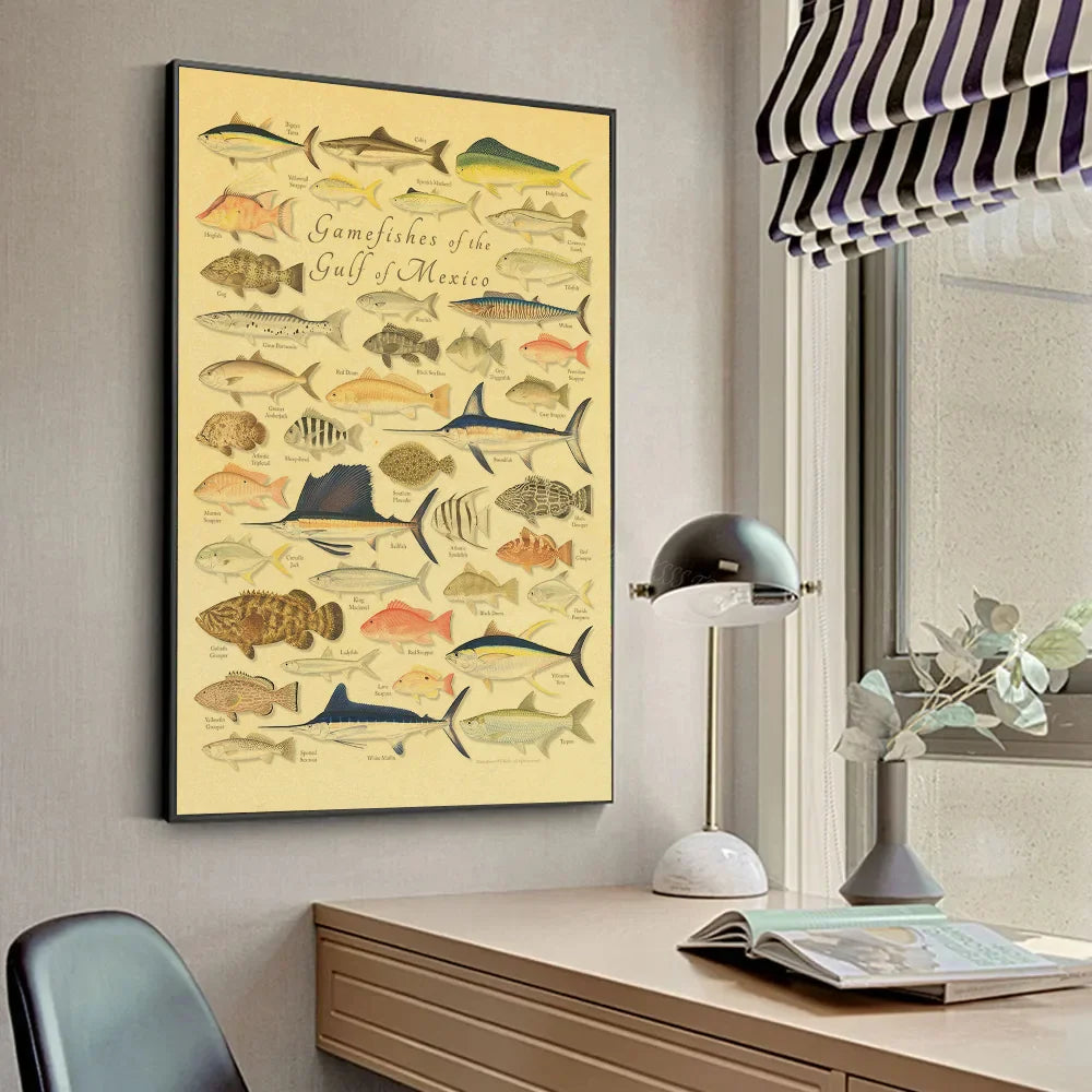 ACE Fishing Fish Sea Poster Mural Affiches et Posters Maison Salon Chambre Décoration Art Bar Café Tableau sans Cadre Affiche