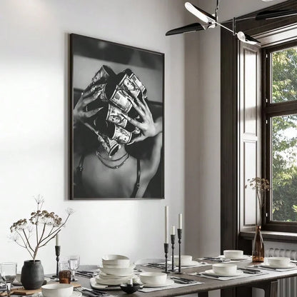 Fashion wall art canvas poster print black and white simple art trendy painting suitable for dorm, modern home decoration