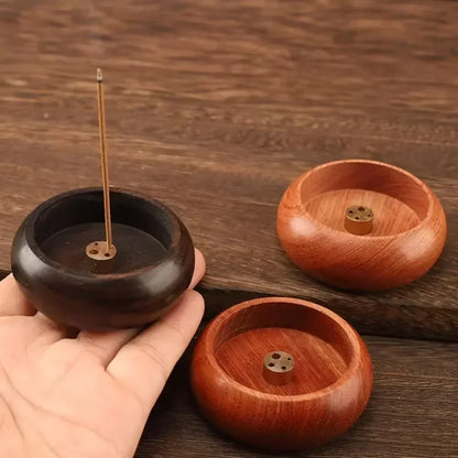 Solid Wood Incense Burner | Mini Circular Incense Stove for Indoor Use