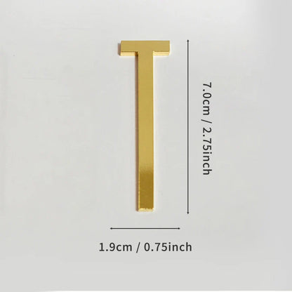 Golden Self Adhesive House Number Metal English Alphabet Letters for Apartment Room Door Plate Table Mailbox Number Stickers 7cm