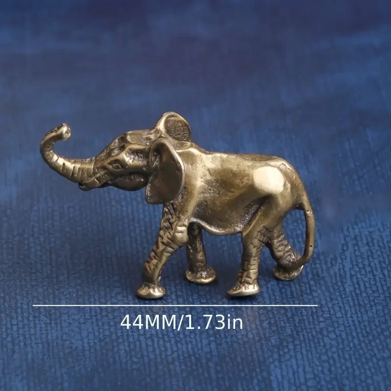Statuette d'éléphant en laiton – Miniature animale en métal faite à la main, statue de collection, accessoire de décoration de bureau, sans électricité
